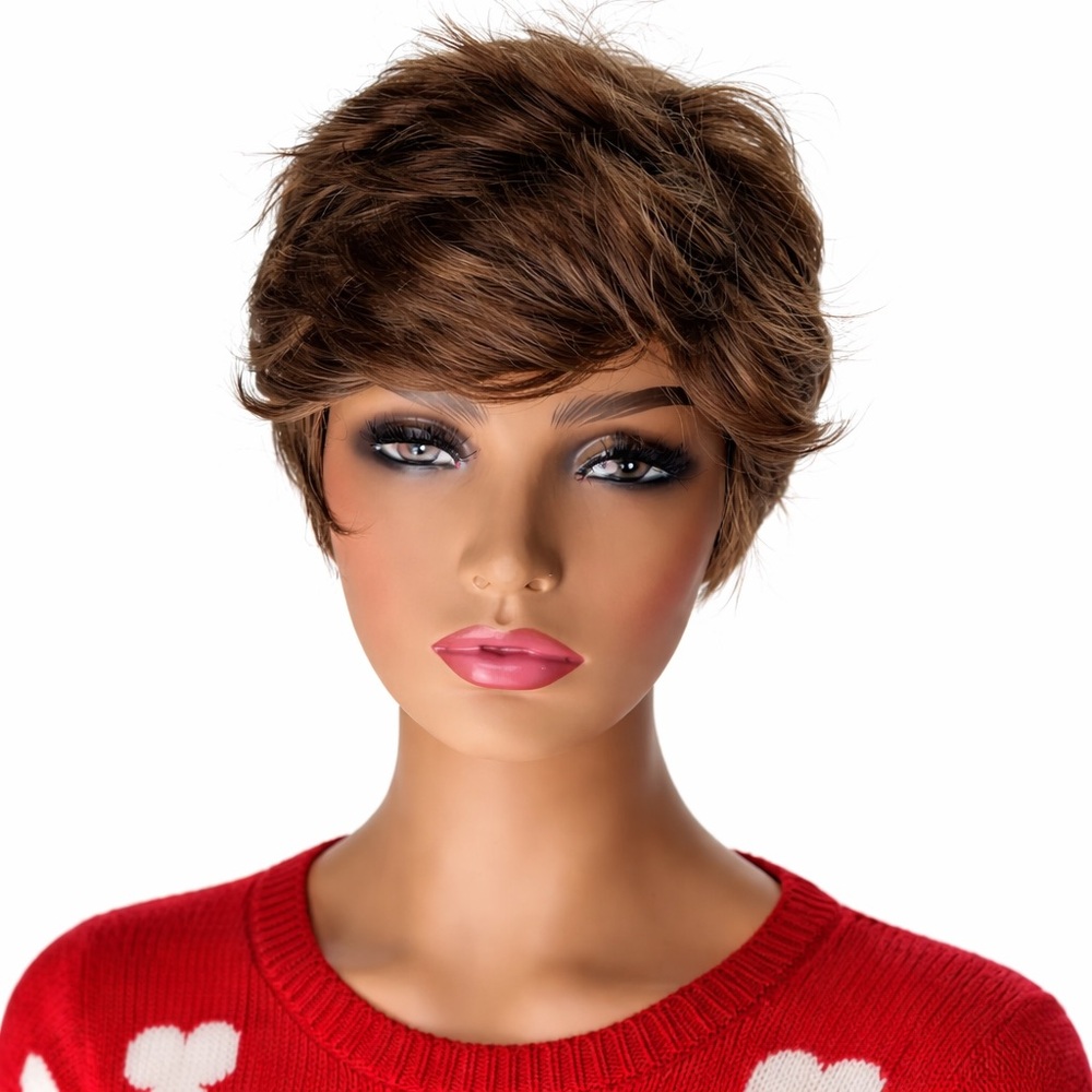 Kaneles Heat-Resistant Synthetic Wig short brown wig